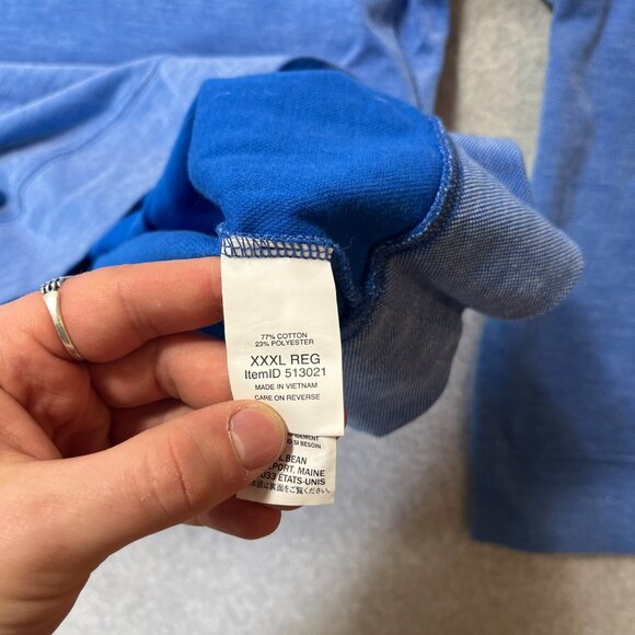 LL Bean Sweatshirt Mens 3XL Blue Pullover 1/4 Zip Cotton Polyester Blend Logo - Picture 7 of 8